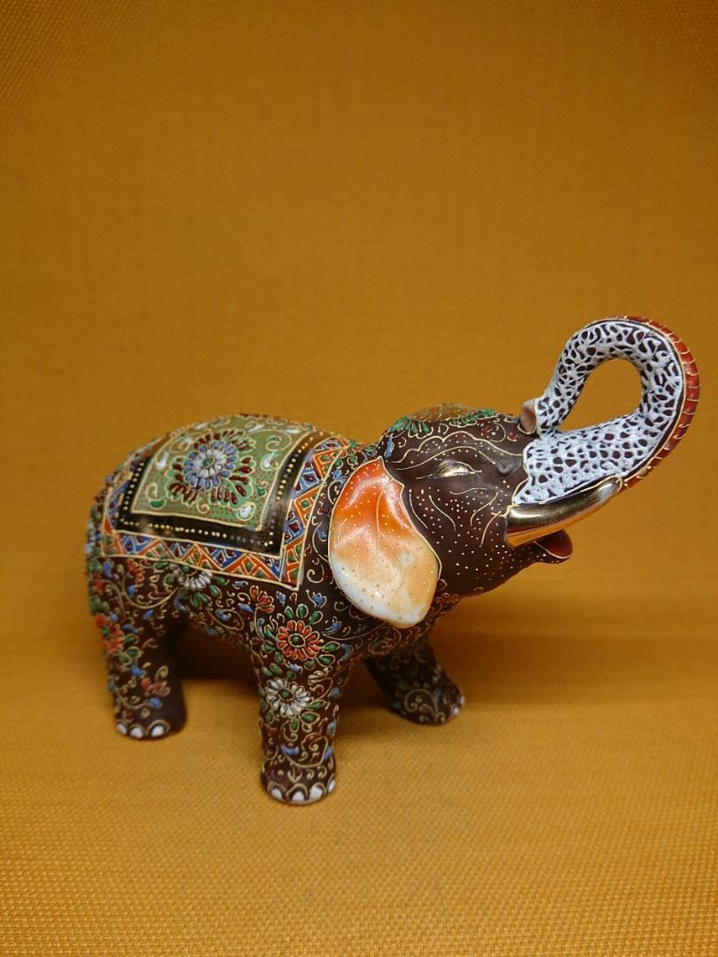ゾウ　象　陶器　金彩　細描盛　骨董　置物　インテリア　工芸品　美術品　A3378 Amazon.co.jp: ゾウ 象 陶器 金彩 細描盛 骨董 置物 インテリア 工芸品
