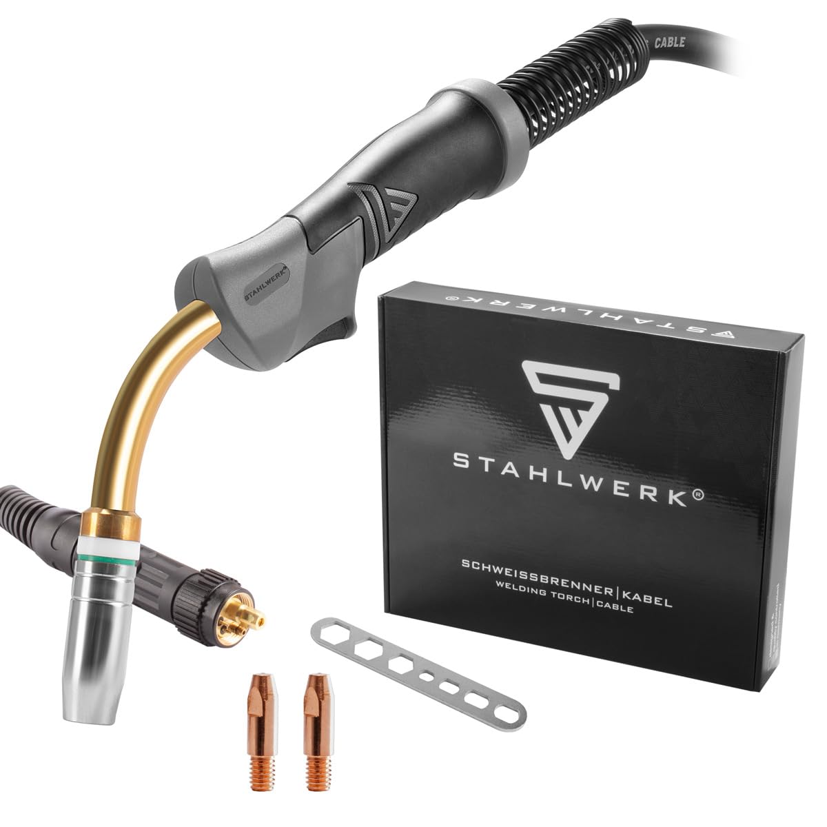 STAHLWERK antorcha de soldadura AK25/MB25 con paquete de mangueras 5m conexión Euro central, máquinas de soldar, refrigerada por gas, ligera, flexible