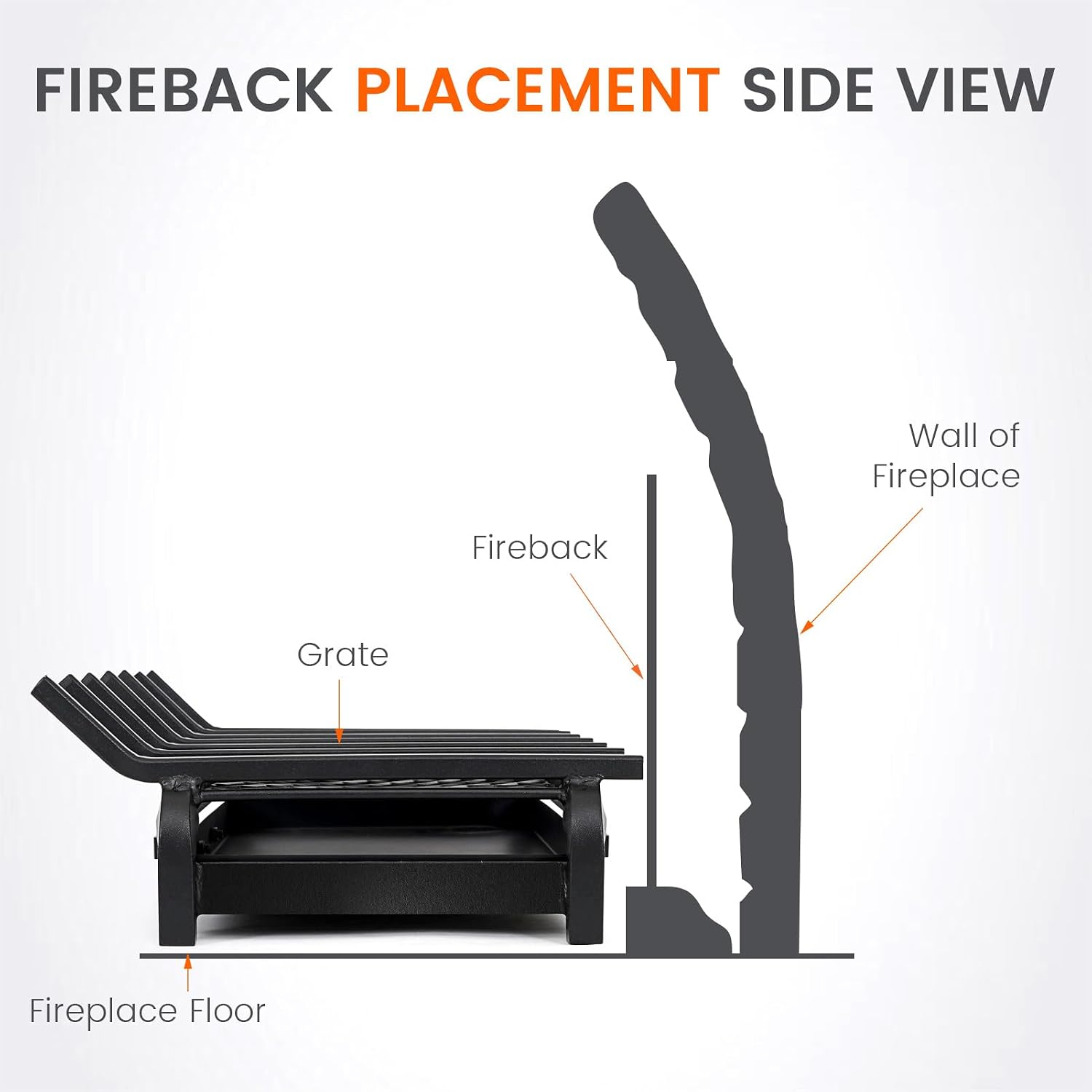 Fireplace Grate 24 Inch- Wood Stove Fireplace Log Grates with Ember & Ash Trays Pan, Heavy Duty Wrought Cast Iron Rack Holder Pit for Indoor Outdoor Chimney Hearth
