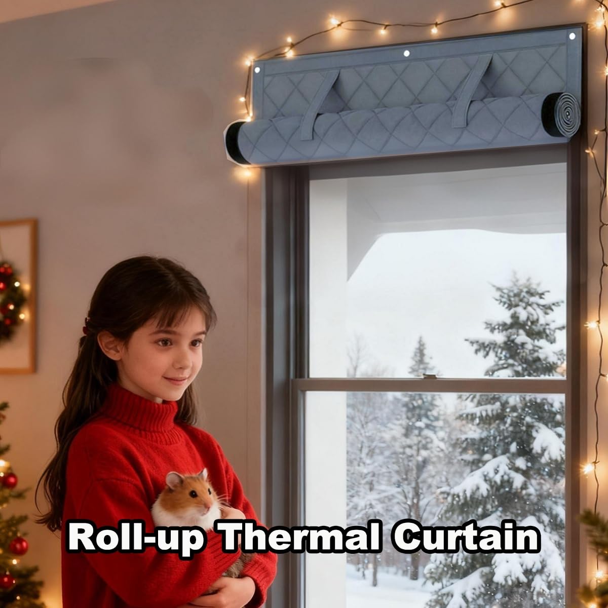 Wärmeschutzvorhang Fenster Thermovorhang für Winter, 70 85 100 110 130 140 160 cm Wiederverwendbar Isolier Schutz Vorhang, isolierter Fenstervorhang aus Oxford-Stoff und Baumwolle(Grau,60x90cm)