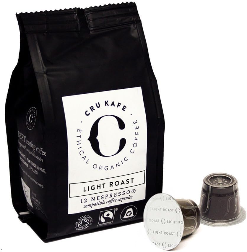 CRU Kafe Nespresso Compatible Pods Organic Fairtrade Coffee- Light Roast (36 Pods)