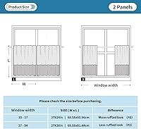 Vista 4 de Cortina de café de media ventana, cortinas de nivel para baño, cocina, dormitorio, sala de estar, juego de 2 paneles de flores