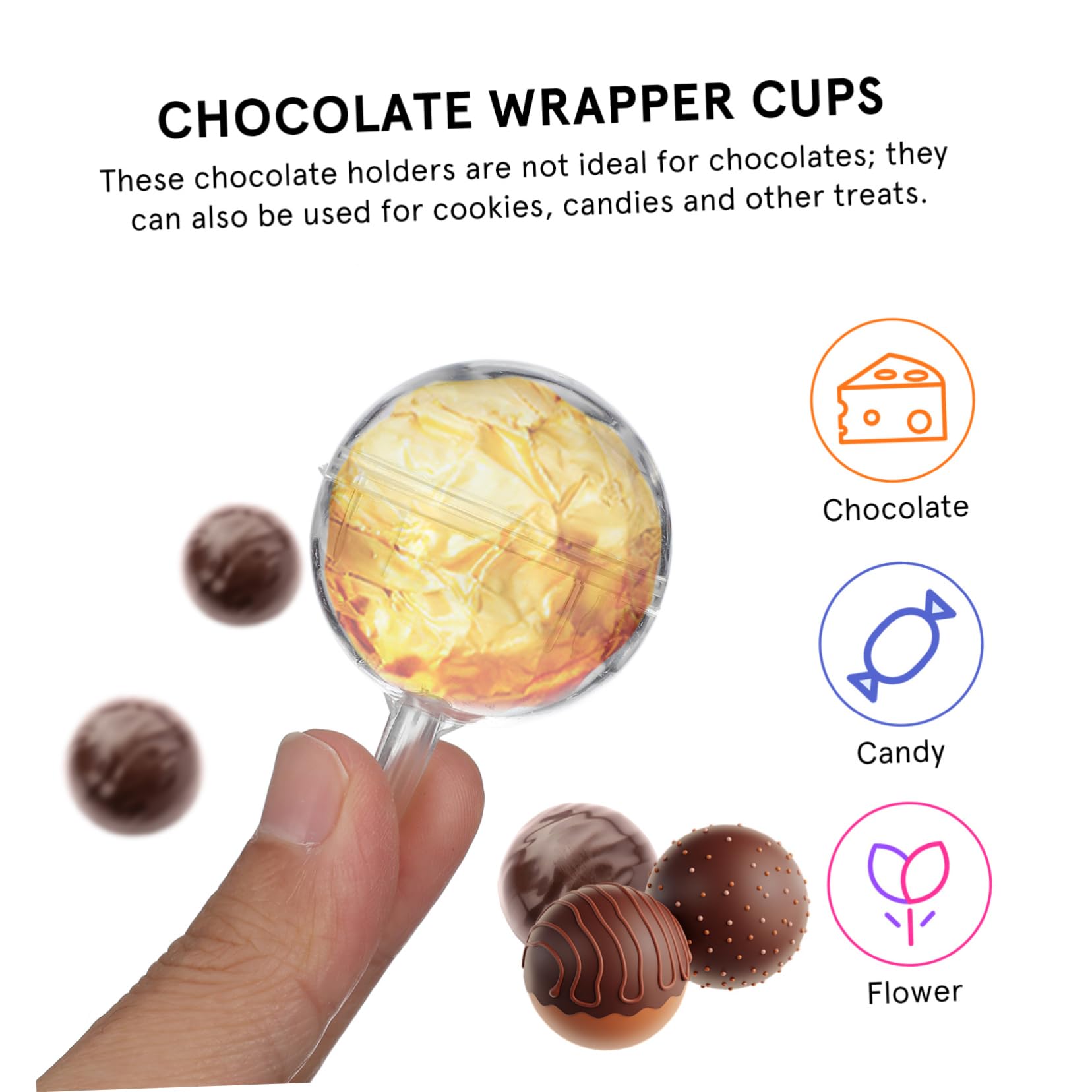 Lot de 80 Supports d'emballage pour Bouquet de Chocolat en Acrylique, Accessoires Créatifs pour Emballage Individuel de Bonbons, pour Anniversaires et Saint-Valentin