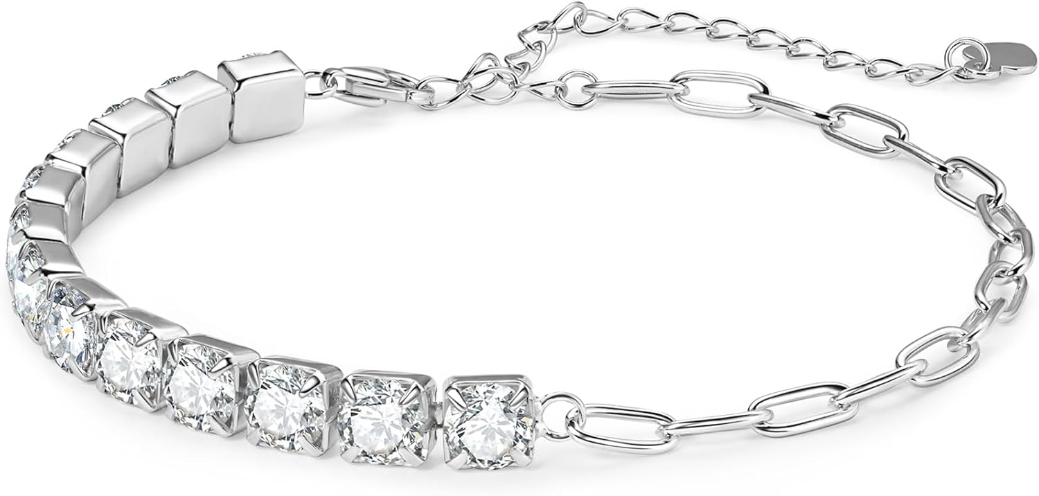 Moissanite Tennis Bracelet, 6.5cttw D Color VVS1 925 Silver Adjustable Bracelets for Women Birthday Graduation Jewelry Gift