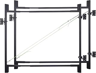 Fence Gate Kit, Heavy Duty Anti Sag Gate Fits Openings of 36" - 72", Adjustable Metal Gate Frame Hardware Kit for Wood Fence, Black Steel Gate Building Kit