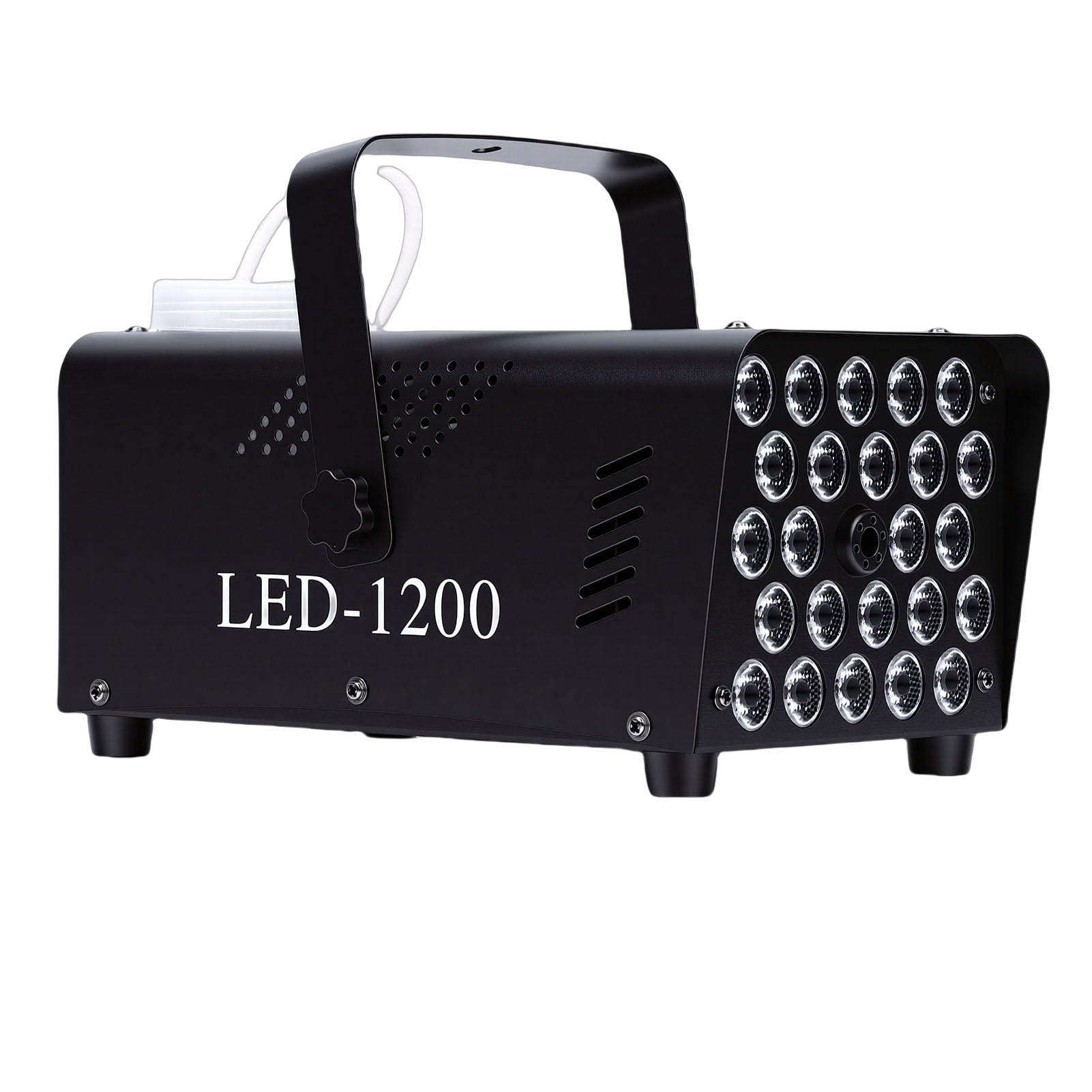 YWBL-WH Wytwornica Mgły, Wytwornica Dymu o Mocy 500 W z 24 Diodami LED i 4 Efektami Stroboskopowymi, Bezprzewodowy i Przewodowy Pilot Zdalnego Sterowania, na Halloween, Boże (Wtyczka UE 220 V)