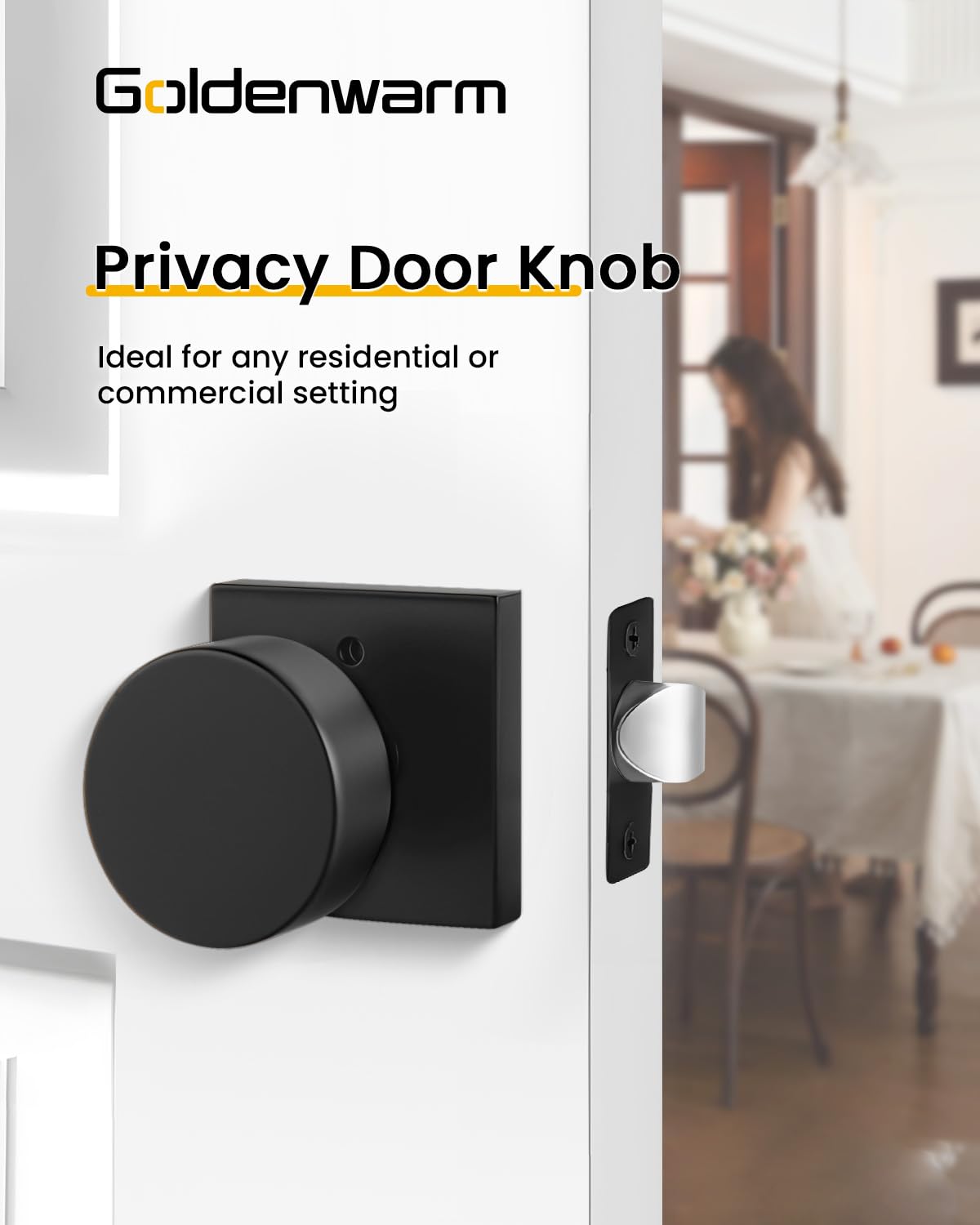 Goldenwarm Matte Black Door Knobs - 6 Pack -2 Goldenwarm Matte Black Door Knobs - 6 Pack -2