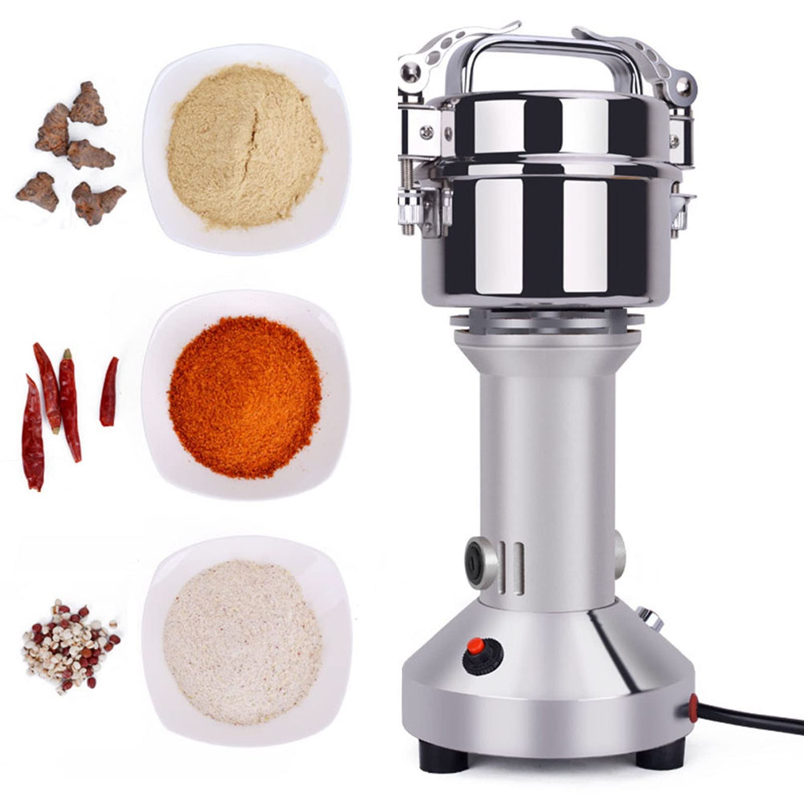 150 g elektrische Getreidemühle, Hochgeschwindigkeits-Gewürz- und Kräutermühle aus Edelstahl, Getreidepulverisierer, Gewürzmühle, Pulvermaschine zum Mahlen von Gewürzen,