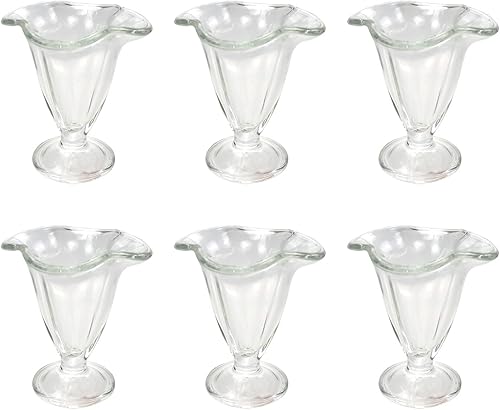 CheeseandU - Juego de 6 tazas de helado de cristal transparente para postres pequeños y lindos cuencos de postre de cristal, perfecto para postre