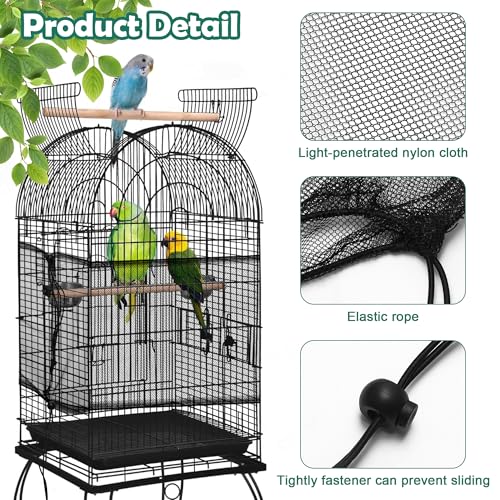 2 Pack Bird Cage Cover,Bird Cage Seed Catcher,Heavy Duty Adjustable Nylon Mesh Net,Bird cage Seed Catcher Guard cage Cover for Parrot Parakeet Macaw African(L-94.4’’*14.9’’)