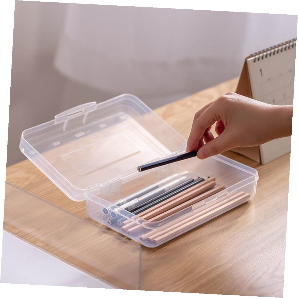 Cabilock 6 pezzi Porta Penne Trasparenti in Plastica Leggera e Resistente Contenitori Impilabili per Organizzazione Cancelleria Casa Scuola e Ufficio