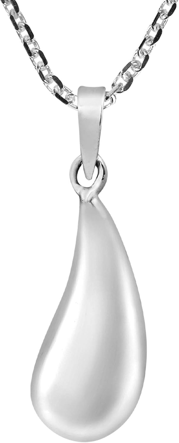 AeraVida 925 Sterling Silver Teardrop Pendant Necklace – Minimalist Rain-Inspired Polished Drop of Life Charm on 18 Inch Cable Chain | Simple Everyday Lightweight Jewelry for Women - Image 3