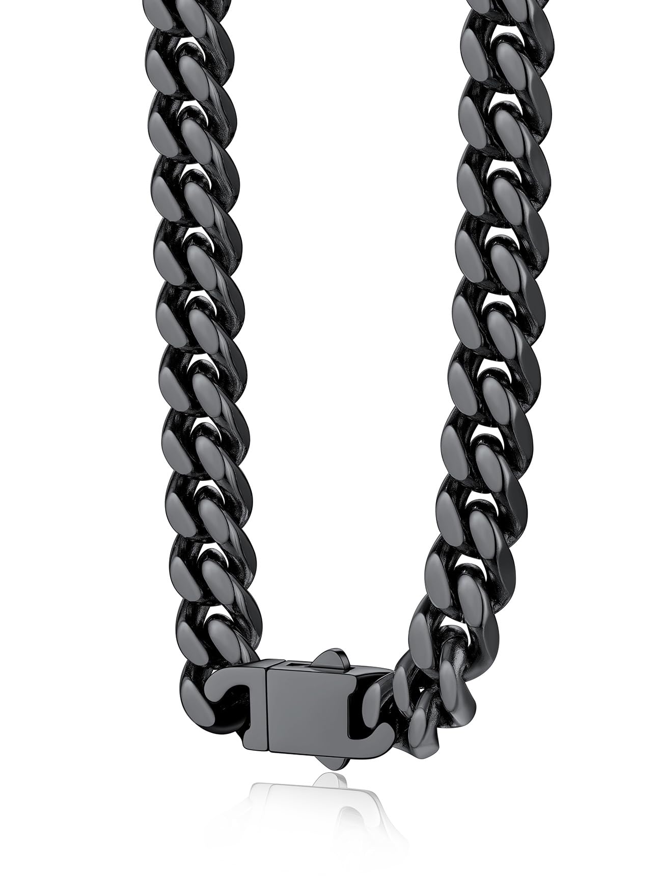 Thick Stainless Steel Mens Cuban Link Chain, Black/Gold Chain for Men, No Tarnish & Durable Men Chain Necklace, 5/7/9/12mm Wide, 18"-30" Long, Gift Package