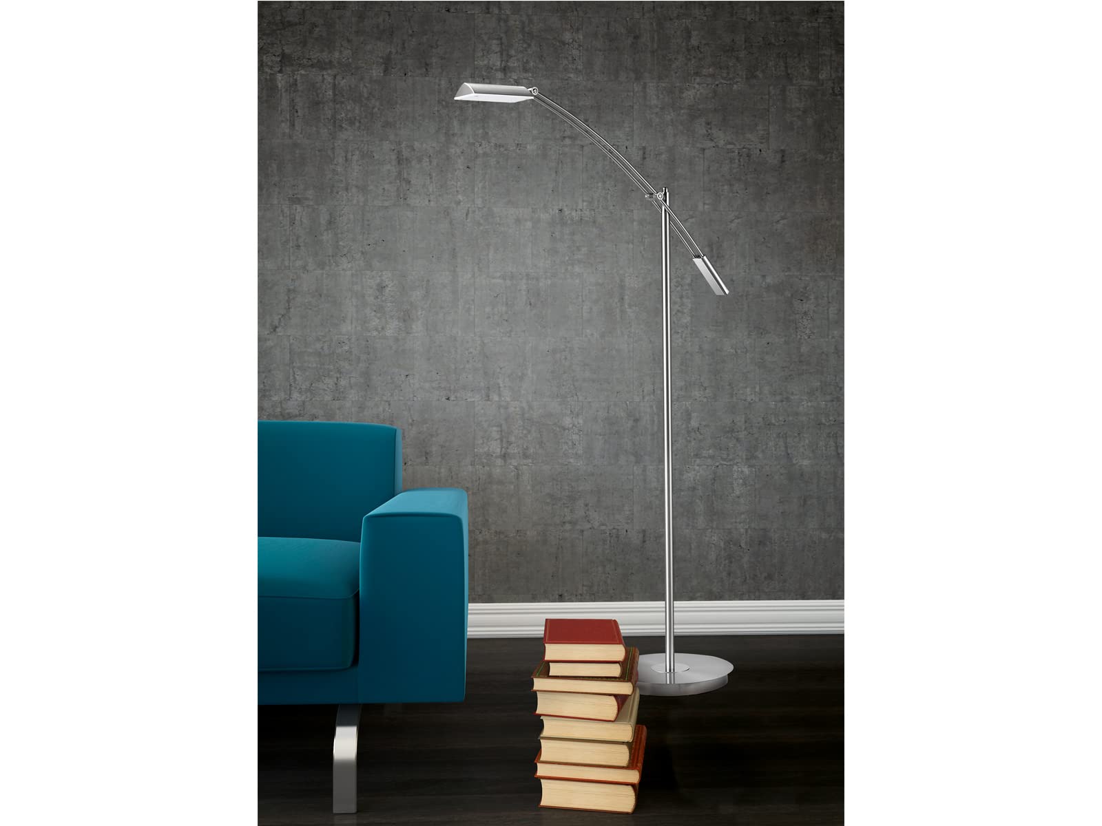 Trio Leuchten LED Stehleuchte Verdona 420810107, Metall Nickel matt, inkl. 12 Watt LED, Dimmer, 70 x 27 x 130 cm