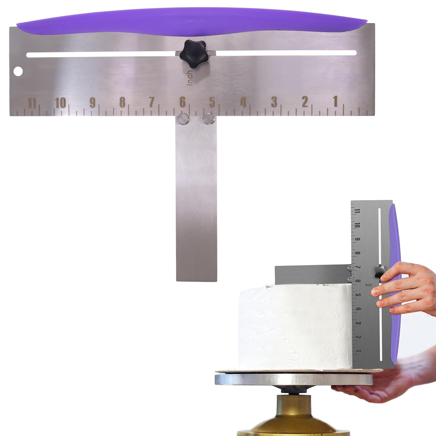 Cake Decorating Supplies Set with Turntable and Adjustable Scraper