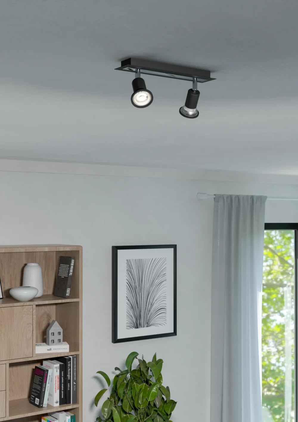 Eglo SARRIA 2-Light LED Ceiling Spotlight | Black & Chrome Adjustable GU10 Spotlights | Modern Warm White Ceiling Light for Living Room, Hallway & Kitchen-image-7
