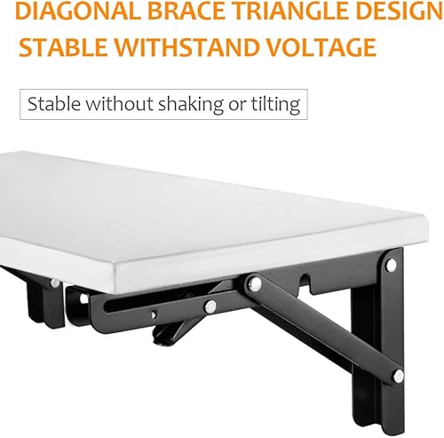 Miniatura 3 de Soportes plegables para estantes  Soporte plegable de metal resistente para mesa de banco, bisagra de estante montado en la pared, soporte de