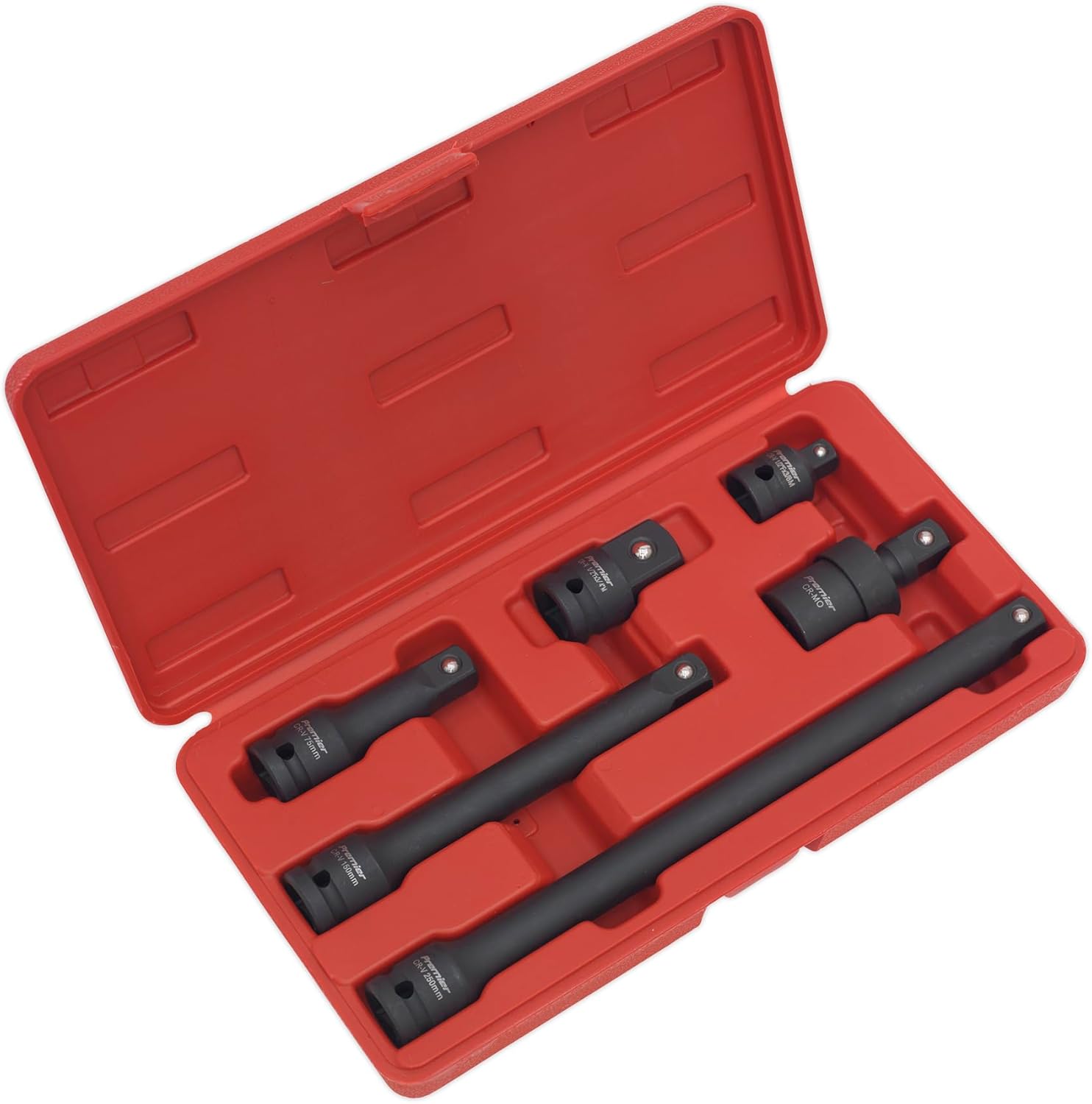 Sealey AK5514 Impact Adaptor and Extension Bar, 1/2" Square Drive, 48mm x 267mm x 145mm, 6 Pieces
