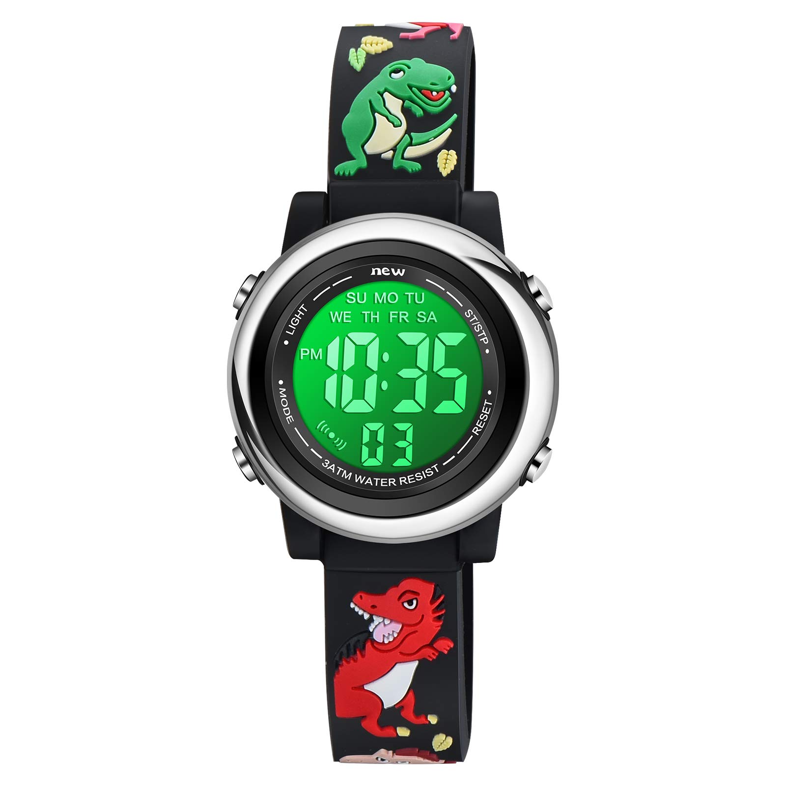 Venhoo Kids Watches for Boys 3D Cartoon Waterproof Silicone 7 Color Flashing Lights Children Toddler Wrist Watch for Boys Little Child-Black Dinosaur (B08J85BNJS) Amazon Price History, Amazon Price Tracker