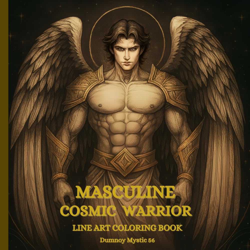 MASCULINE COSMIC WARRIOR LINE ART Coloring Book