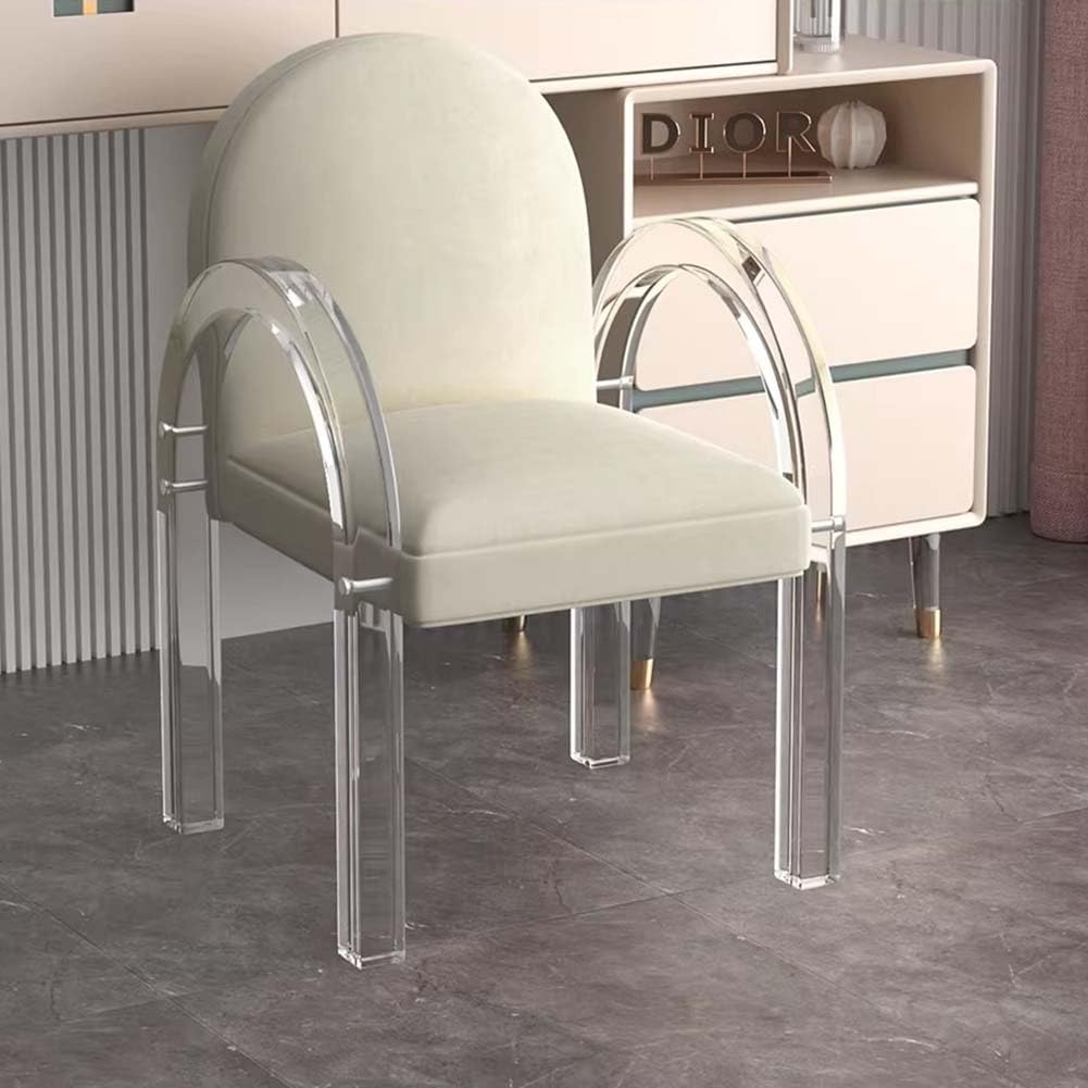 Silla de tocador de acrílico transparente para escritorio de oficina y casa