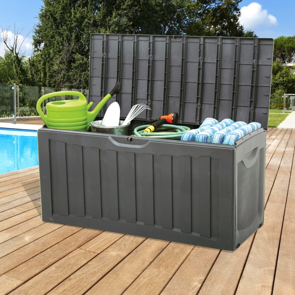 Hothingwell Caja Almacenaje Polipropileno Negra 118x53x57 cm | Con Tapa y Ruedas, Amplio Espacio, Ligera, Fácil de Mover, Ideal para Hogar