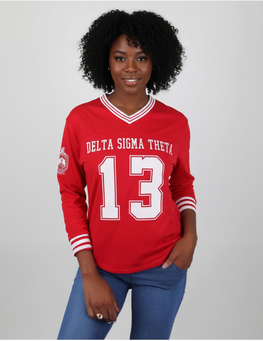 Big Boy Delta Sigma/Σ Theta Divine 9 S1 Long Sleeve Jersey [Long Sleeve - Red] - ID#75489-143-208-0-7