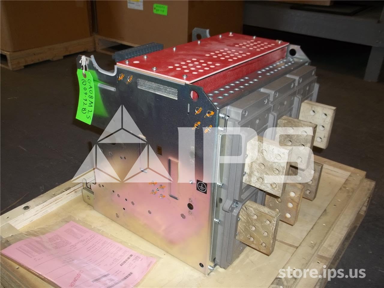 Side view of the GE EntelliGuard G Drawout Substructure GA08M2S, highlighting the connection points.