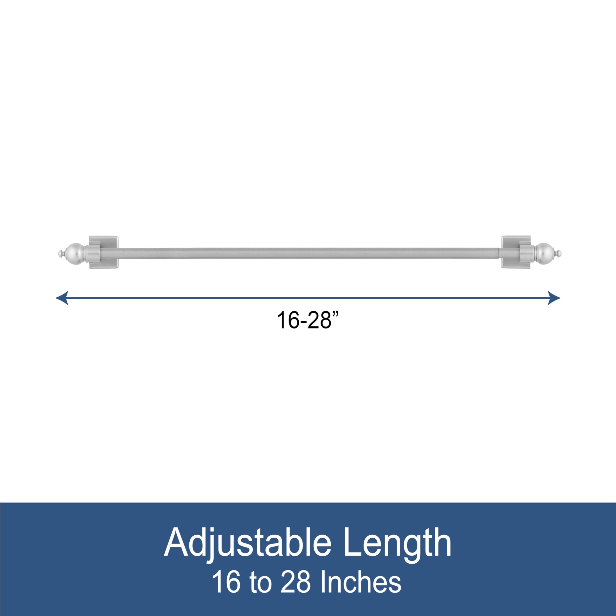 Kenney 40343 Tringle magnétique réglable Multi-Usage 1 cm pour Brise-Vue, 40,6-71 cm, satinée argentée, 1