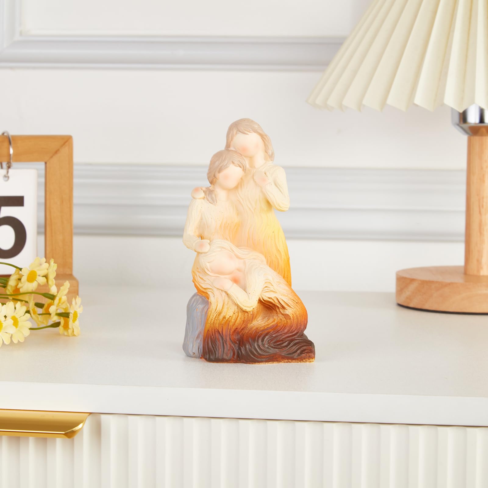maozyiltle Resin Family Figurines, sz-bj Model, Father Son & Couple, Art Deco Style, Home Decor, 5.51in x 2.75in x 2.75in - Image 4