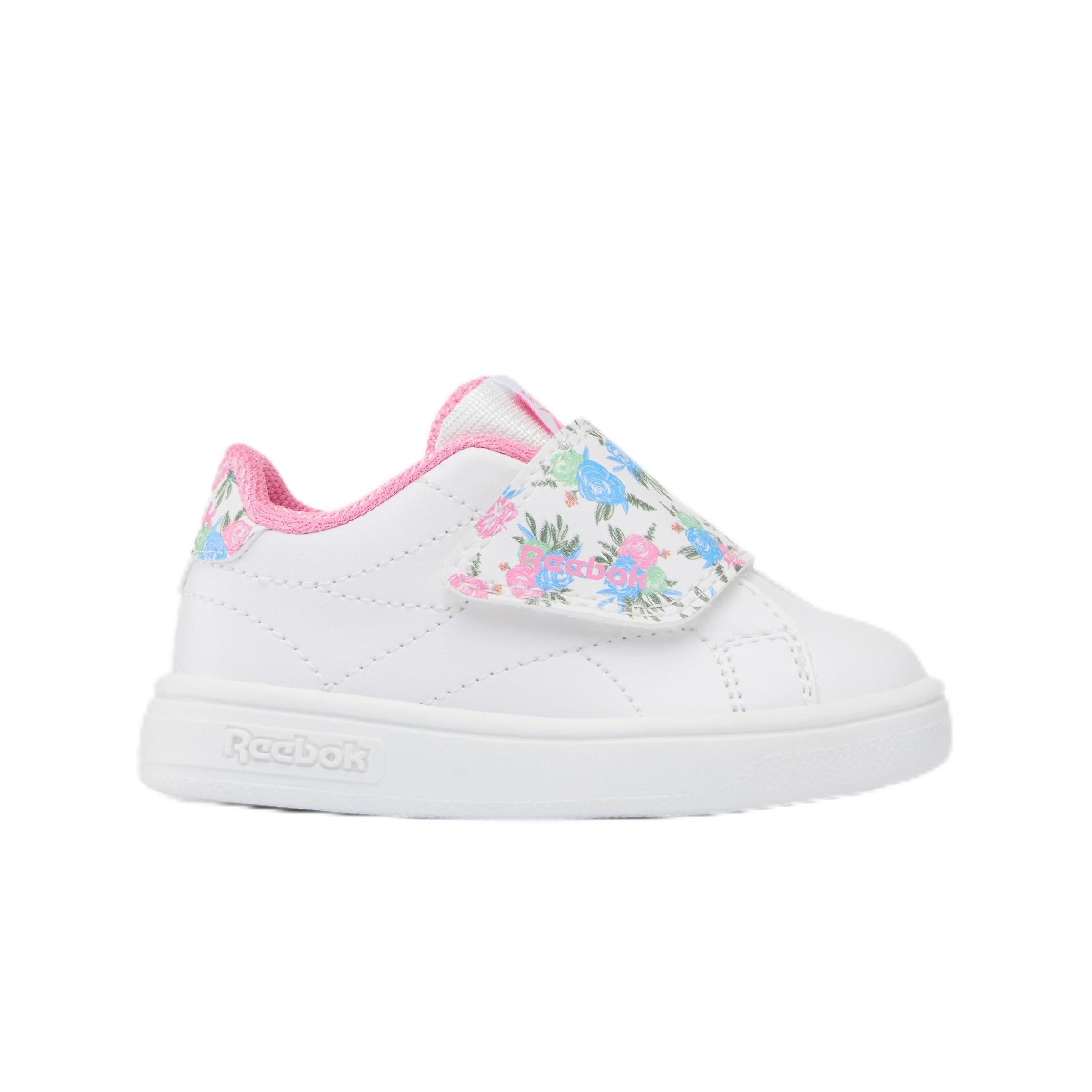 Reebok Boys Unisex Children's Court Clean Hook & Loop Trainers, White/Playfulpink/Playfulpink, 19.5 EU / 3.5 UK