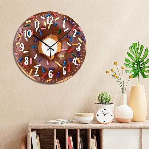 Miniatura 7 de ArogGeld Reloj de pared con diseño de palomitas de maíz, bonito reloj de pared vintage para sala de cine de 15 pulgadas, funciona con pilas, reloj