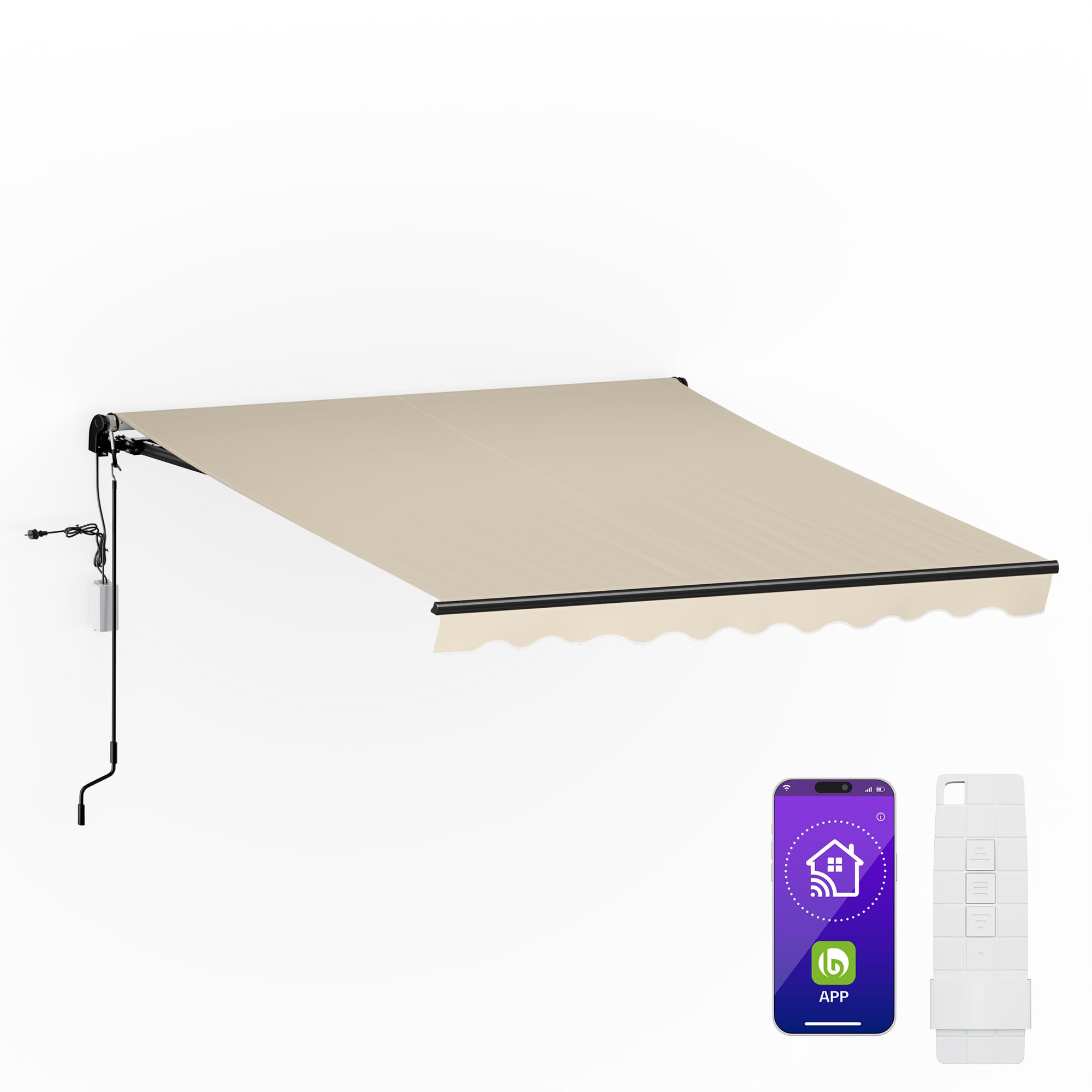 blumfeldt CloudShade Markise – Elektrische Gelenkarmmarkise mit App & Fernbedienung, UV 30+ & Regenschutz, Einstellbarer Neigungswinkel, 