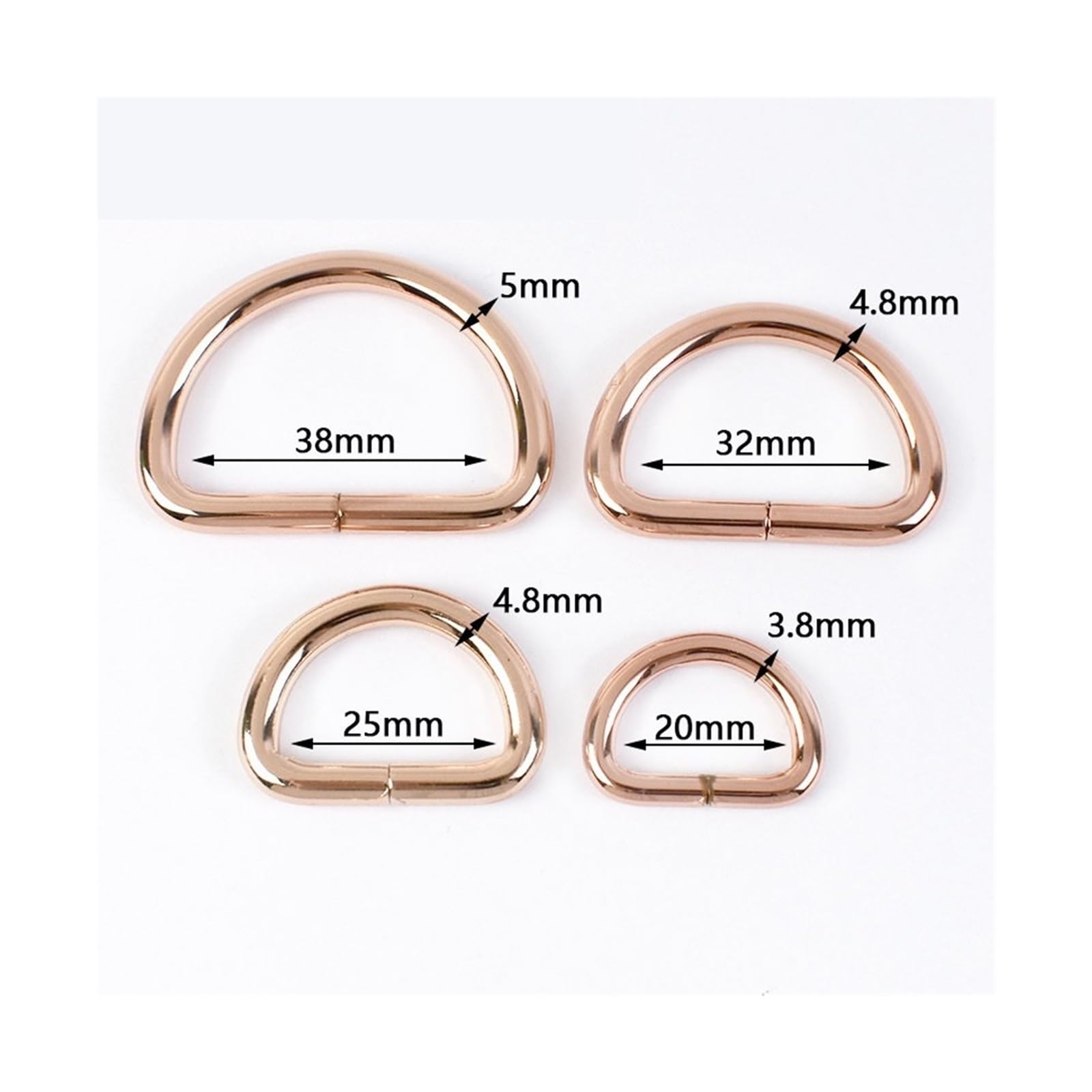 Wytrzymały szekla D, 10 sztuk 20/25/32/38mm D Ring metalowe klamry do parcianej torby pasek regulator klamra obroża dla psa zatrzaski DIY akcesoria sprzętowe(Gunblack,25mm)