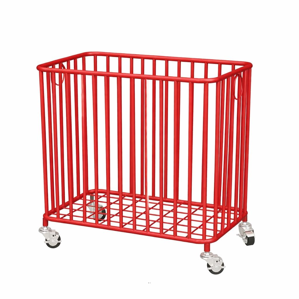 59602 Rolling Laundry Hamper with Wheels,Large-size Metal Laundry Basket Cart, Clothes or Linen Storage Organize Hamper Bin for Living Room,Bathroom, Closet or Children Bedroom, Red-image-17