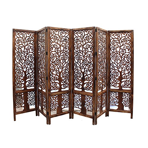 Image of Artesia Handcrafted 6 Panel Room Partition (Brown)