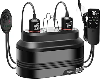 MECESOR Dual Reptile Light Fixture with Thermostat & Timer, 160W