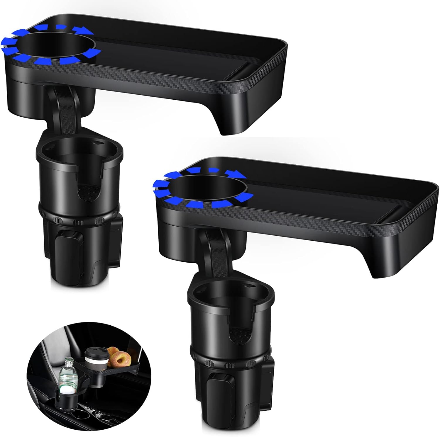 2 Pieces Car Cup Holder Expanders with Tray, Dual Auto