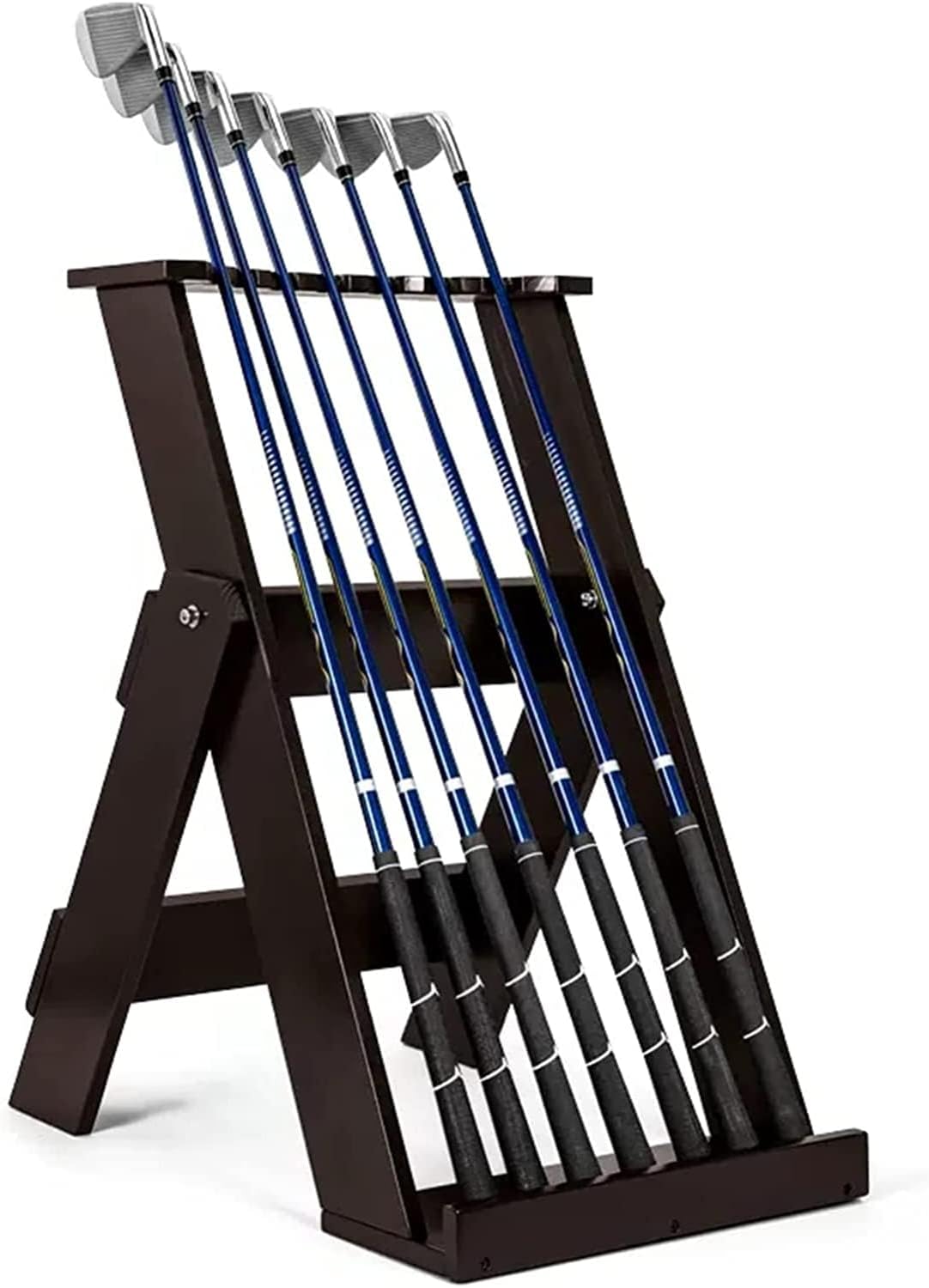 Garage Golf Club Organizer for Bag, Wooden Golf Putter Stand Indoor Display Rack, Holds 7 Clubs, Gift for Teacher Grandfather Dad