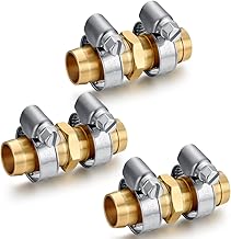 Solid Brass Garden Hose Repair Connector with Clamps Hose Repair Kit, 5/8"Barb Garden Hose Fittings (5/8"Barb-3 Set)