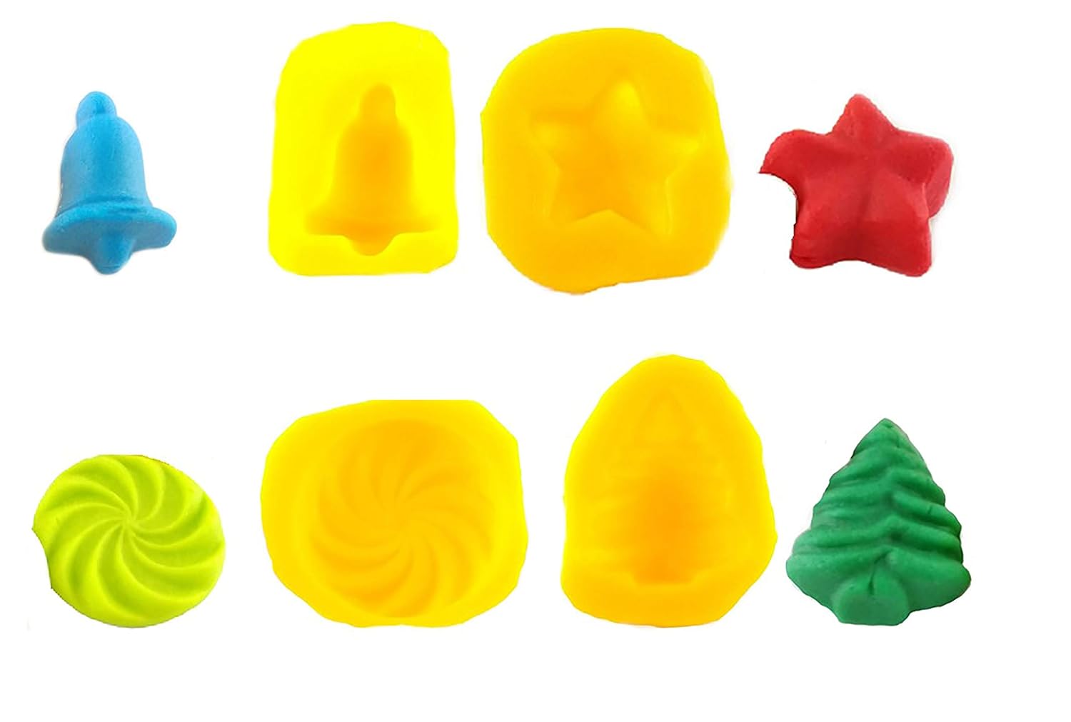 Flexible Molds Tree, Bell, Star, Swirl (4 cavity) Cream Cheese Mint