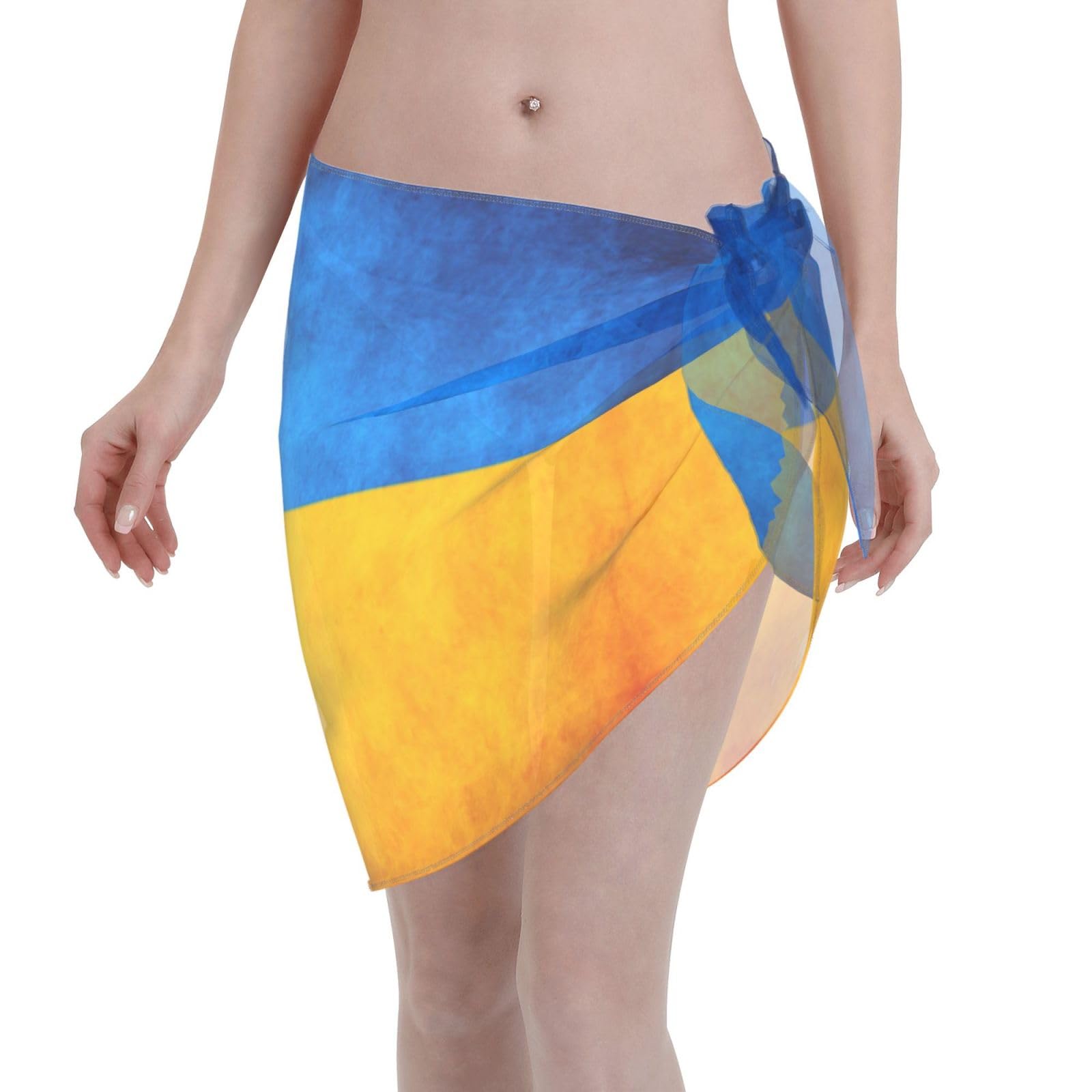 Ukrainian Flag Printing Summer Sarong Cover Ups Beach Cover Up Bikini Bathing Suit Swimwear Sarong Wraps for Women Black