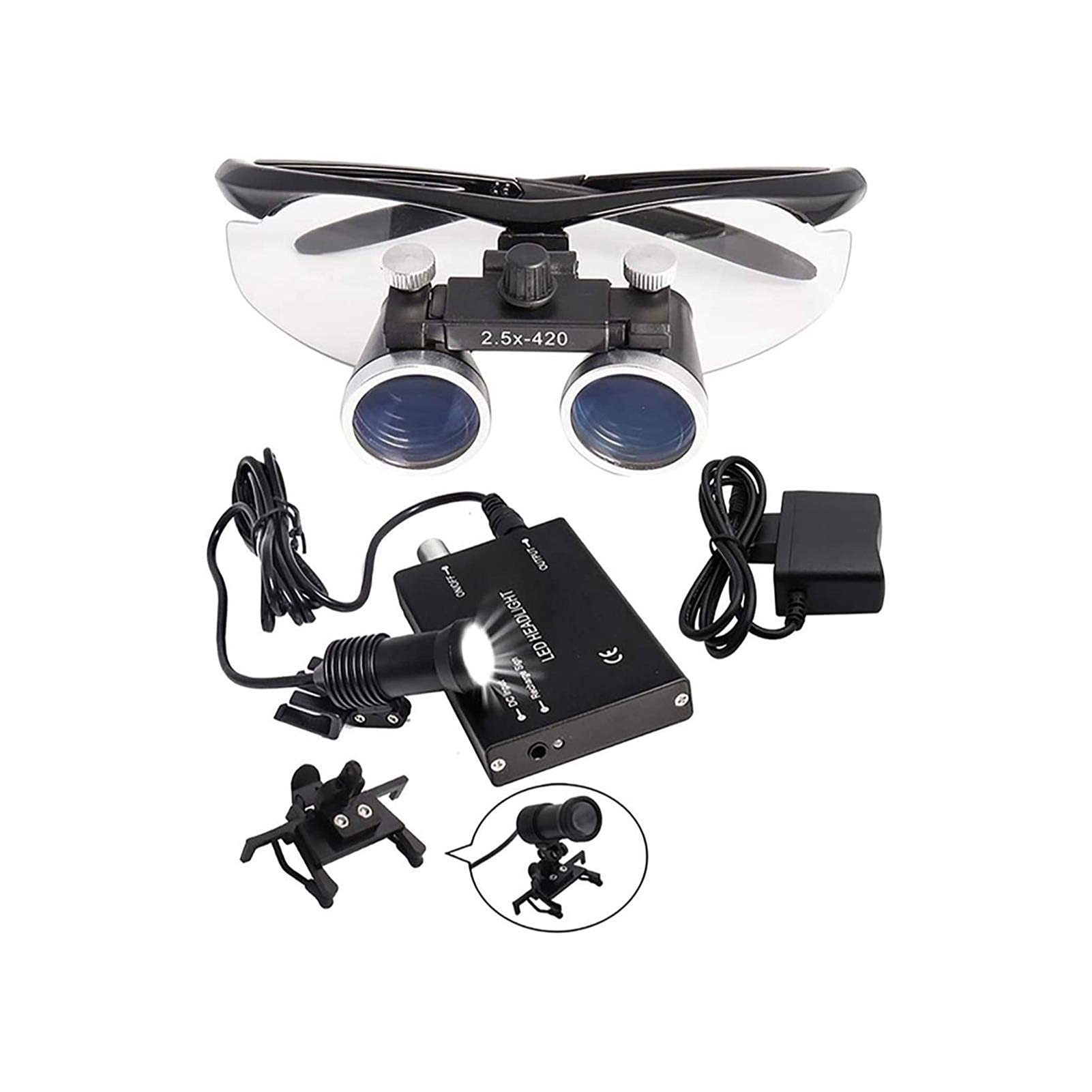 asdchZen Magnifying Glasses Dental Loupes,Head Mountlighted Magnifying Glasses,Surgical Loupes 2.5X / 3.5X Magnification Binocular Dental Loupe With 5W Led Headlight For Dentist,3.5X F,2.5X