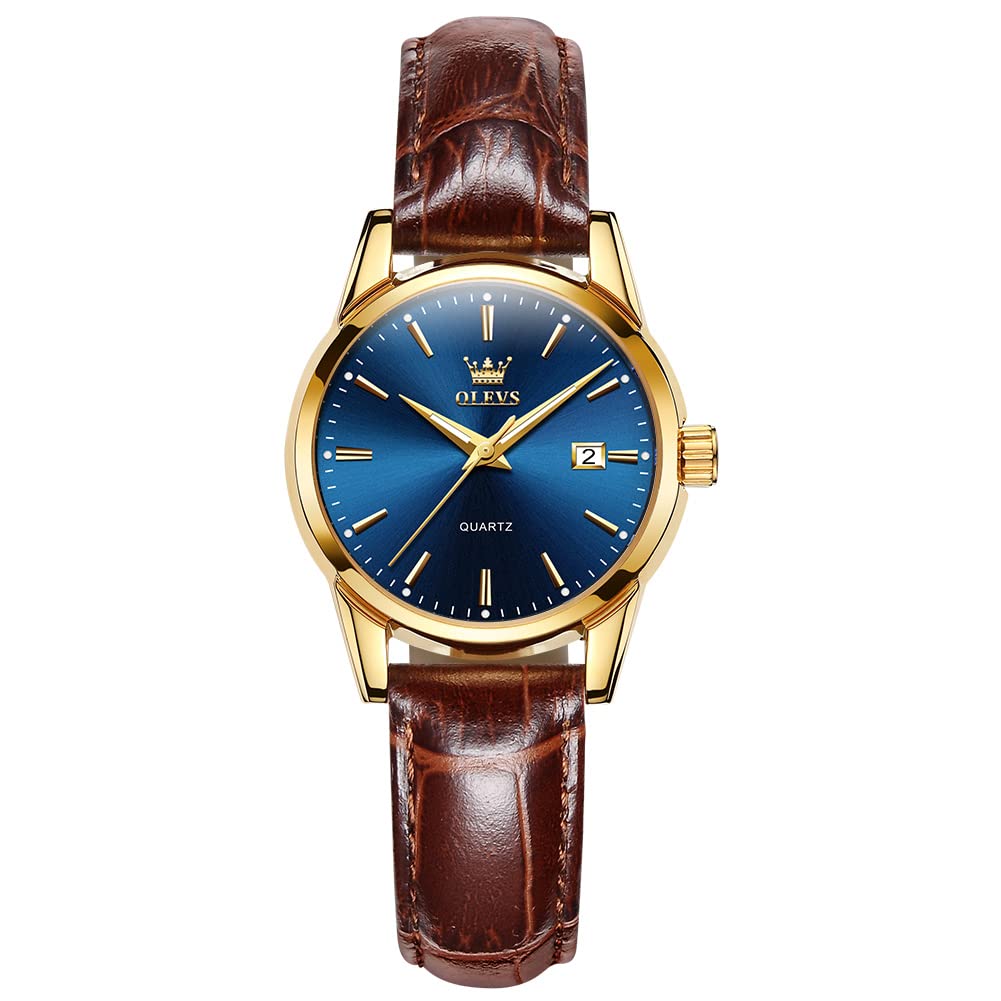 OLEVS Womens Business Dress Watches for Ladies Female Brown Leather Strap Small Face Dress Analog Quartz Wrist Watch with Calendar Day Date Waterproof Luminous Gift Classic Casual Retro Band (B082XGY4YZ) Amazon Price History, Amazon Price Tracker
