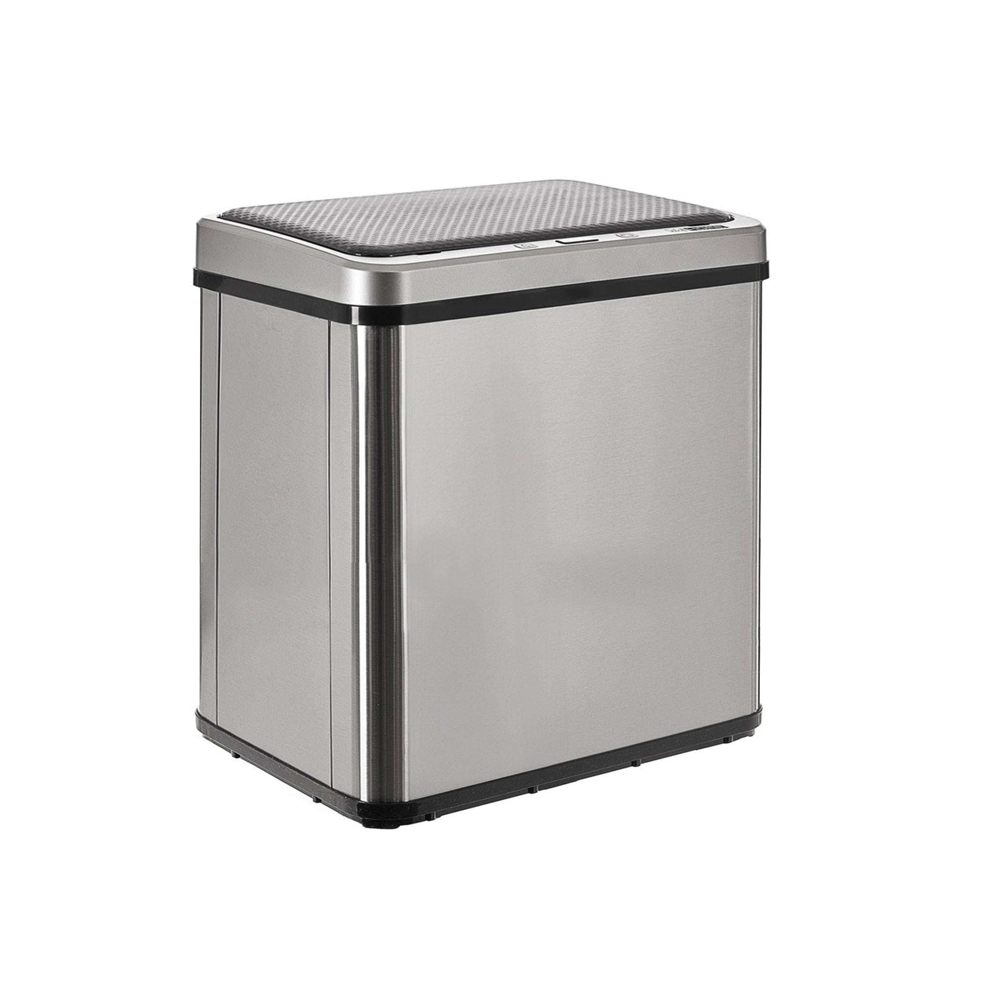 WELL HOME Intelligenter Mülleimer ohne Füße für Recycling, mit automatischer Öffnung und manuellem Kontakt, 15 l + 15 l, 35,5 x 26 x 60 cm, Grau