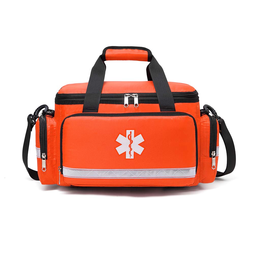 First Aid Kit Empty EMT Bag Only Large for Business School Travel Car Medical Supplies Emergency Trauma Backpack First Responders Back Pack Response Medic Supplies Organizer Waterproof Red (Orange)