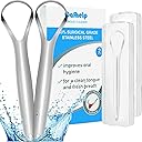2-Pack Tongue Scraper, 100%! (MISSING)Surgical Stainless Steel Tongue Cleaner for Both Adults and Kids, Professional Reduce Bad Breath Metal Tongue Scrapers, Help Your Oral Hygiene (with 2 cases)