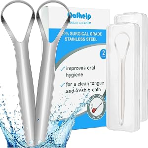 2-Pack Tongue Scraper 100 304 Surgical Stainless Steel Tongue Cleaner for Both Adults and Kids Professional Reduce Bad