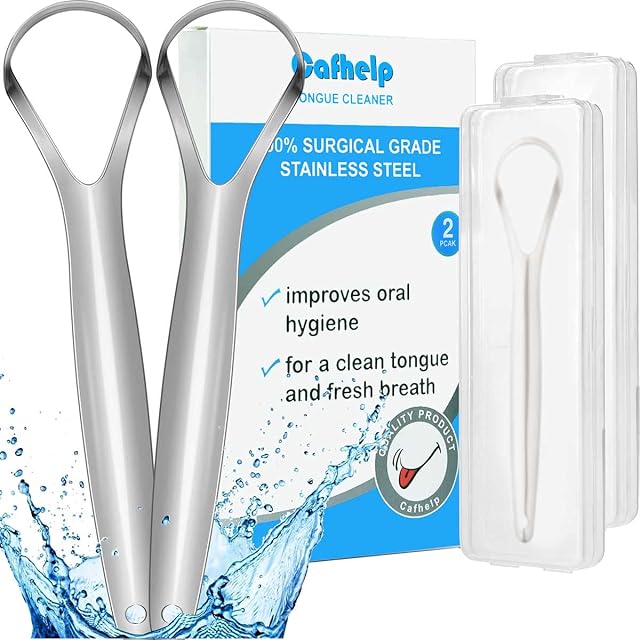 2-Pack Tongue Scraper 100 304 Surgical Stainless Steel Tongue Cleaner for Both Adults and Kids Professional Reduce Bad