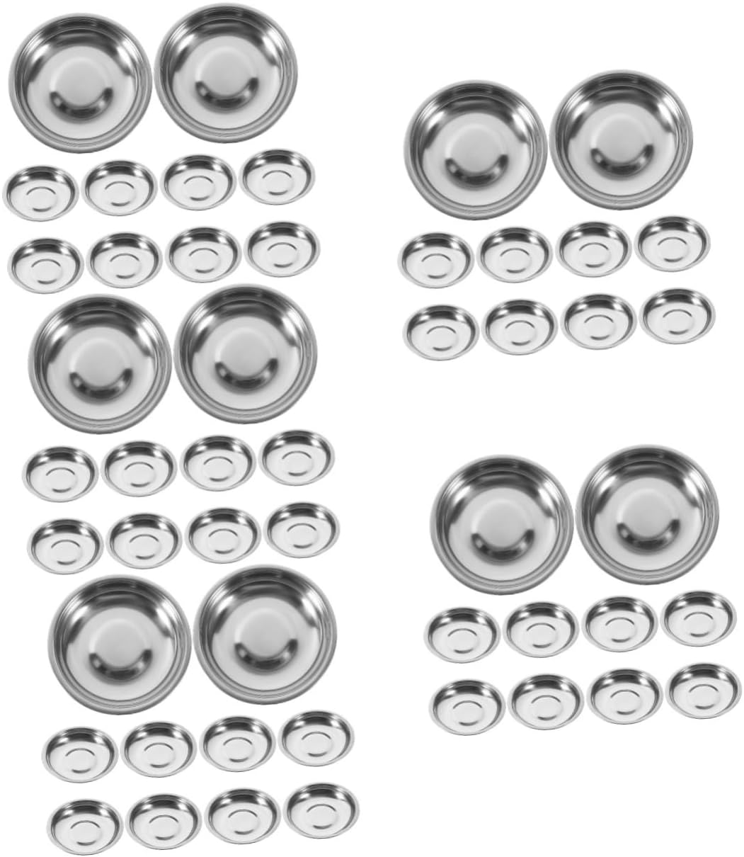 50pcs Stainless Steel Dipping Bowls Sauce Dishes for Condiments Thickened Appetizer Plates for Sushi Chips and Sauces Easy to Clean